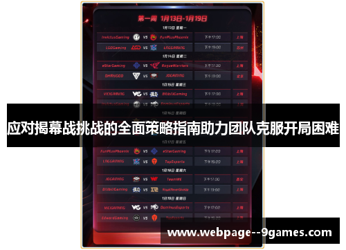 应对揭幕战挑战的全面策略指南助力团队克服开局困难